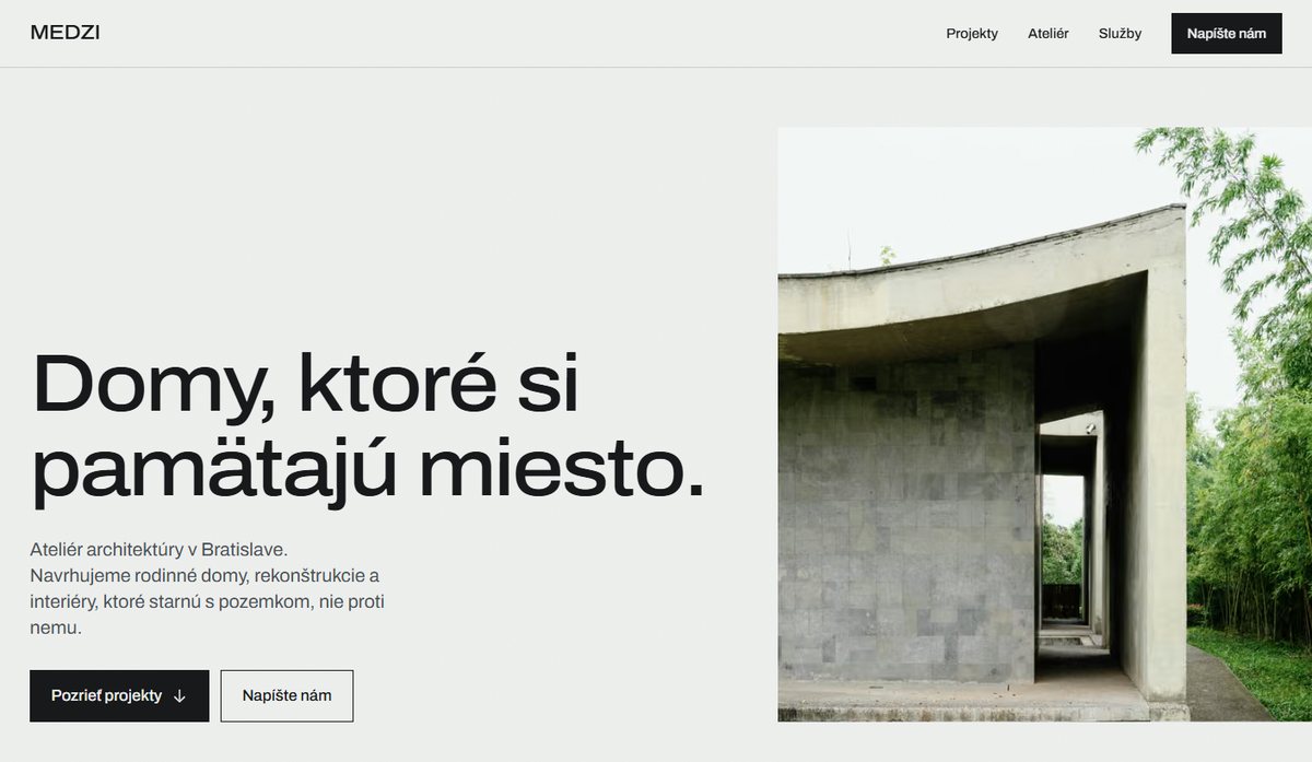 Medzi — ukážka webu